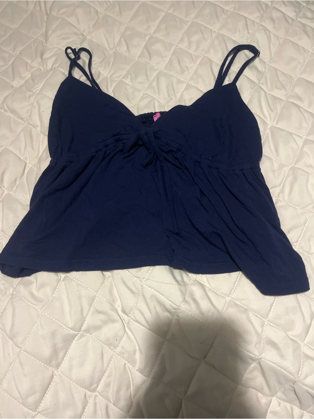 Edikted Navy Tie-Front Camisole Tank Top